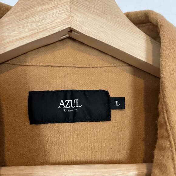 Azul by Moussy Tan Classic Flannel Long Sleeve Button Down Shirt Mens Size Large - Picture 6 of 6